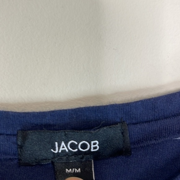 Jacob Striped Boxy Dolmen Short Sleeve Tee Navy and Baby Blue Sailor Nautical M - Picture 7 of 11